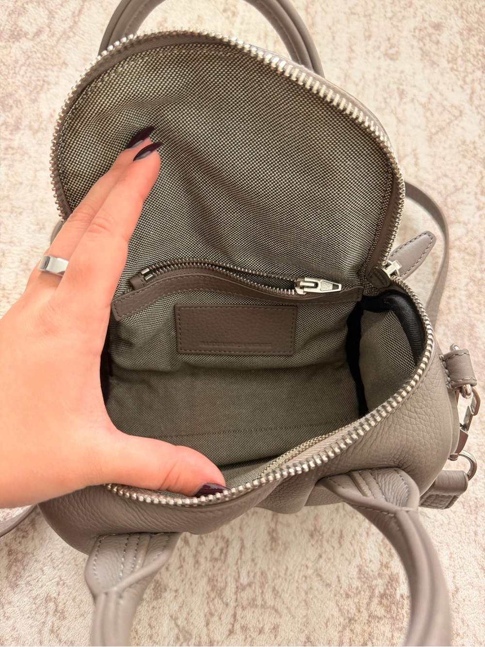 SOLD Rocco Leather Mini Satchel in Taupe - Women Bags - Picture 3 of 4